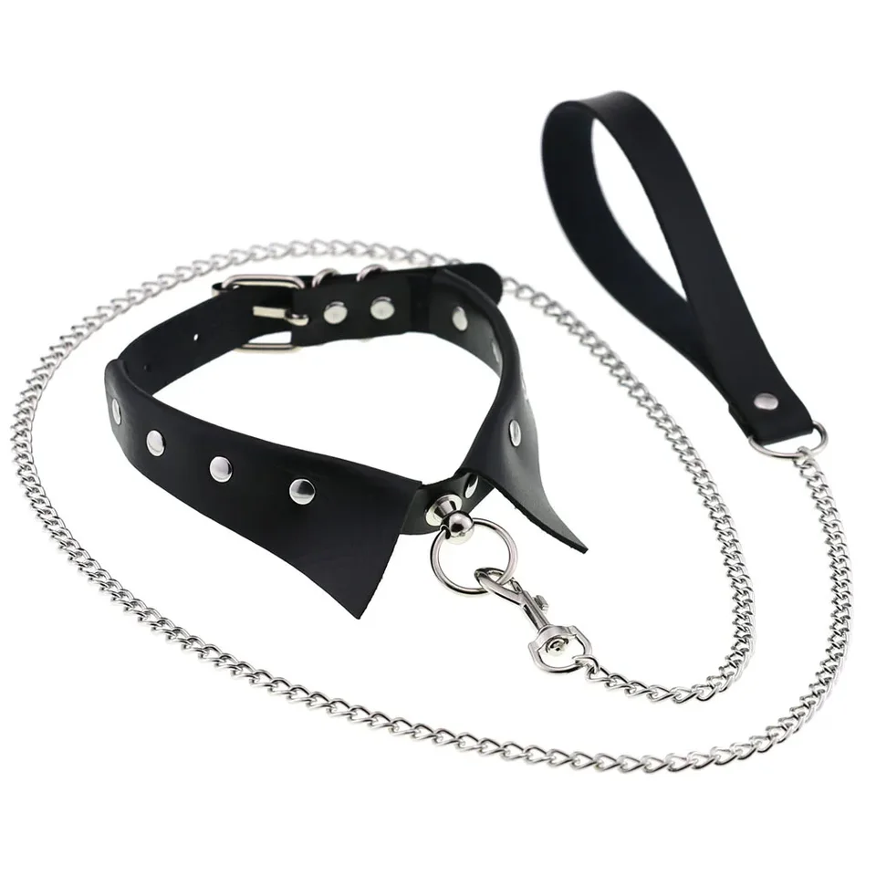 Exotické príslušenstvo BDSM Slave Bondage Bondage Golier s vodítkovým prsteňom oceľové reťazové hračky Sex Hračky pre milenku rozmetadlo držania tela