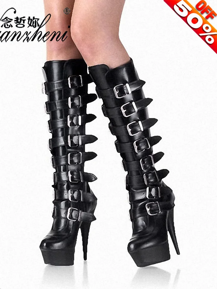 Exoticos Pole Dance Buckle Crossdresser Stripper topánky Ženy 15 cm vysoké podpätky ženské červené topánky remienok Platforma Platforma High Sexy