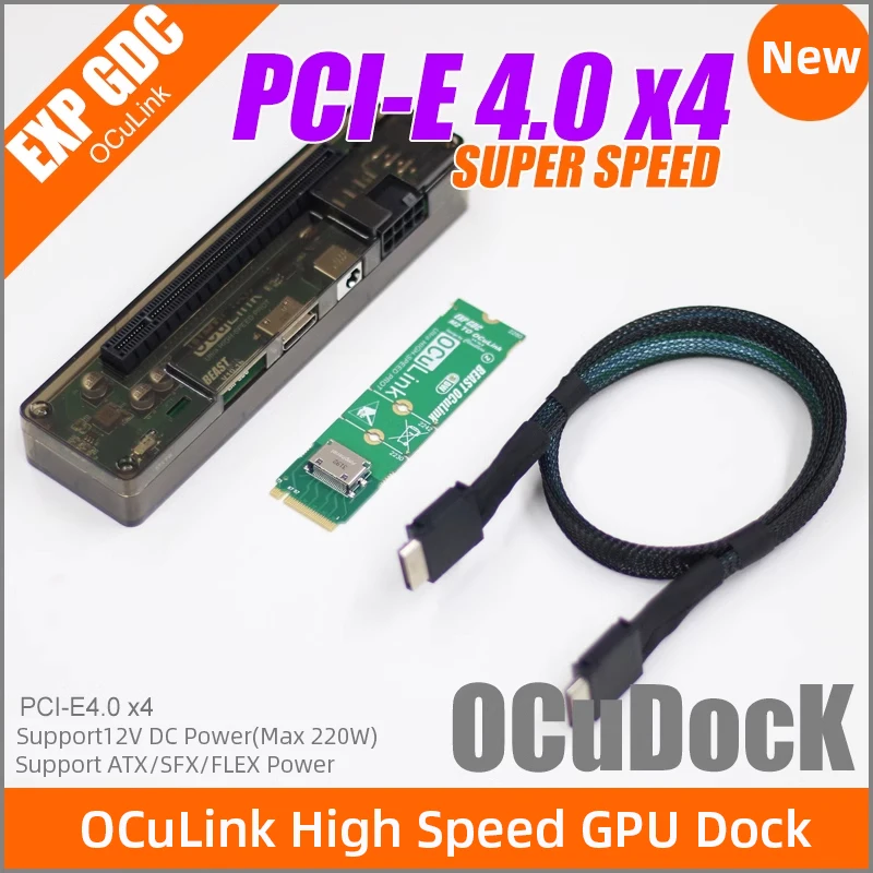 Exp GDC Oculink vysokorýchlostný GPU Dock PCIe 4.0 x4 Mini PC NOTbook LAPTOP na externý adaptér grafickej karty M.2 MKEY to OCULINK
