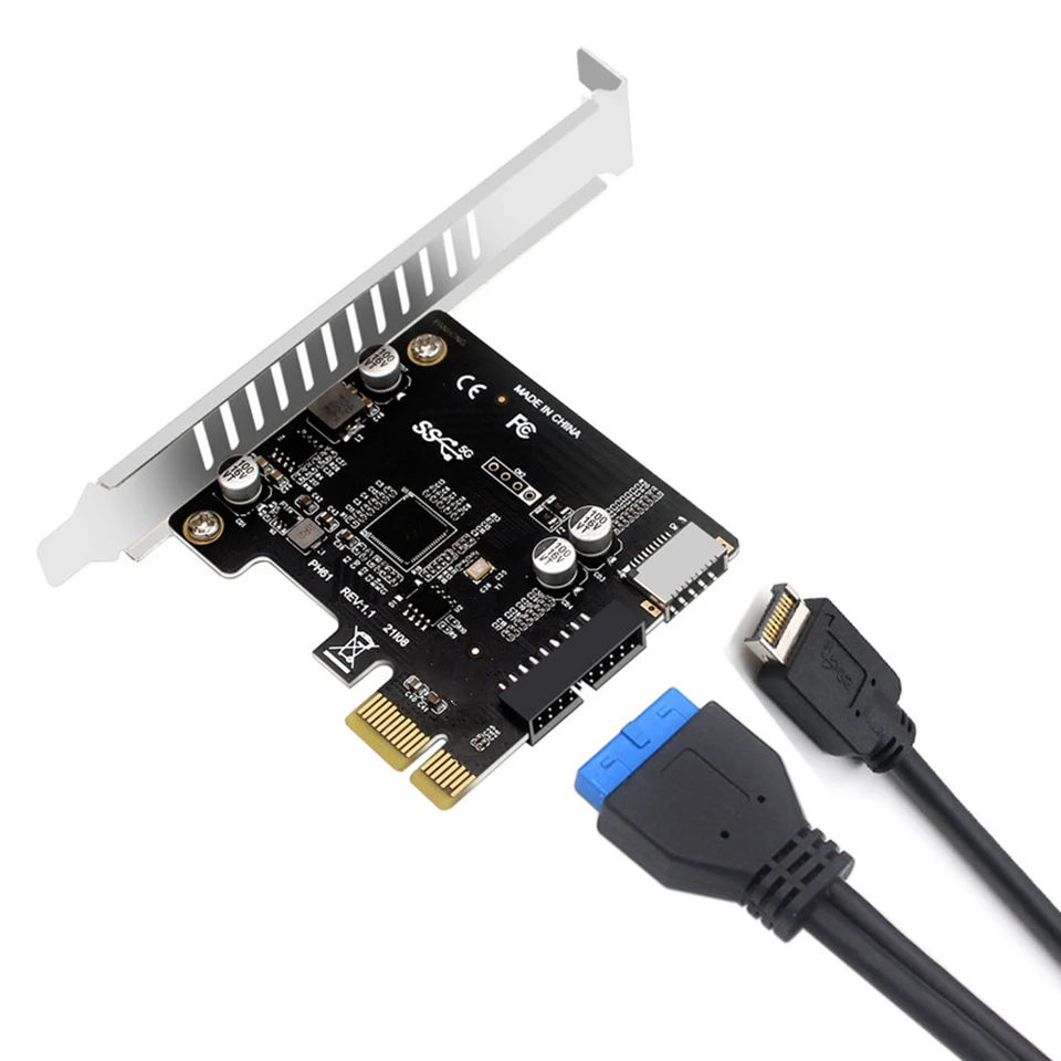 Expanzná karta PCI-E až USB 3.0 5 GPBS Typ E expresná karta PCI 19/20 PIN pre hlavičku typu C pre adaptér namontovania predného panela