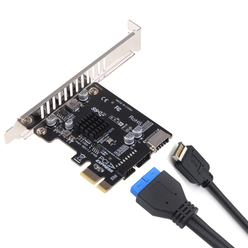 Expanzná karta PCI-E až USB 3.0 5 GPBS Type E PCI pre expresnú kartu 19/20 PIN HLAVY pre adaptér na pripojenie predného panela typu C