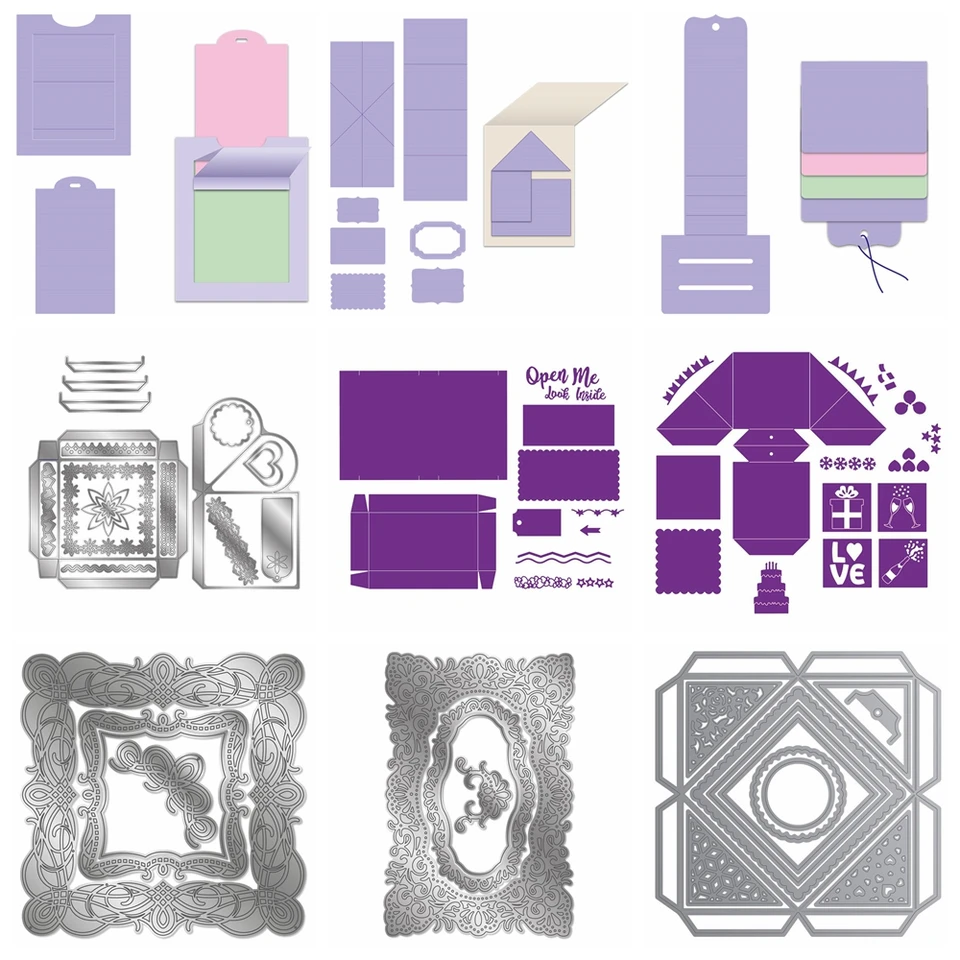 Explodujúca skrinka Twist Pop Slider Mechanizmus kovový rezatie matričiek konfety box konfety konfety kocky vyrezáva pre kutilov DIY Scrapbooking Deco