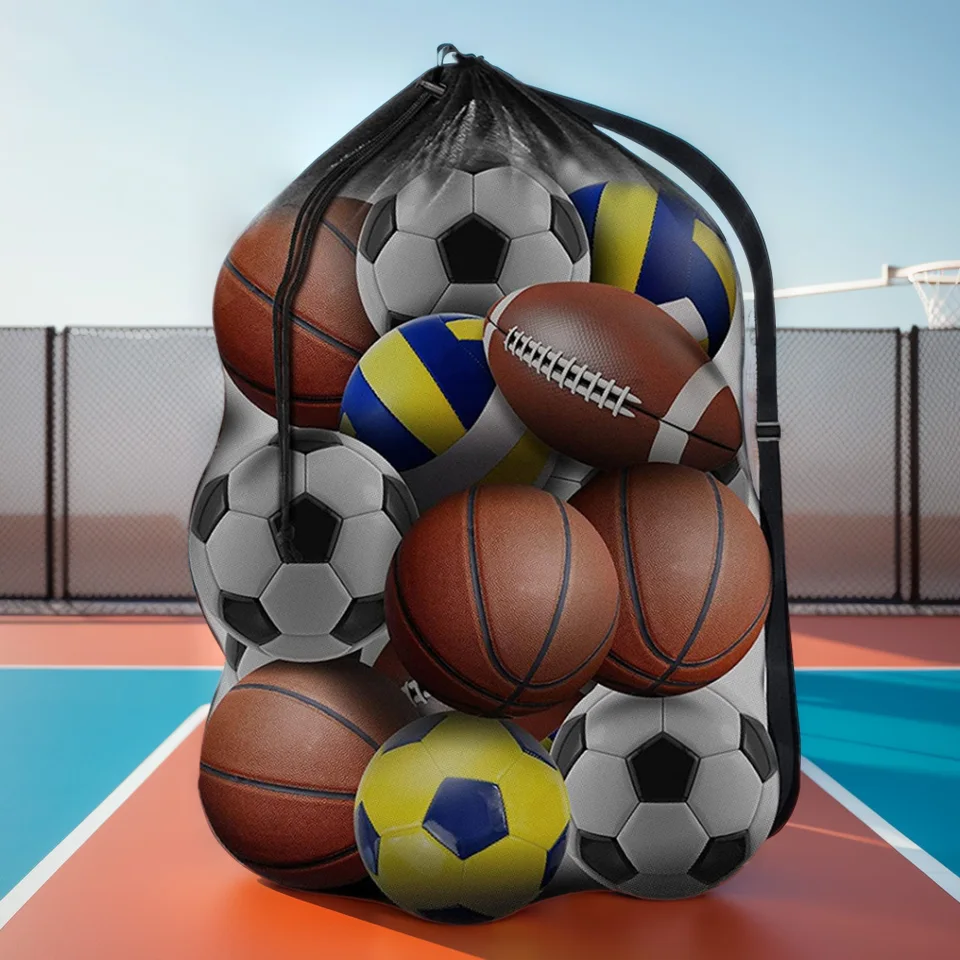 Extra veľká futbalová loptička siete sieťové športové vybavenie SKLADOVANIE SKLADOVÁ BALLA BAG pre futbal volejbalového futbalu basketbalu volejbalu