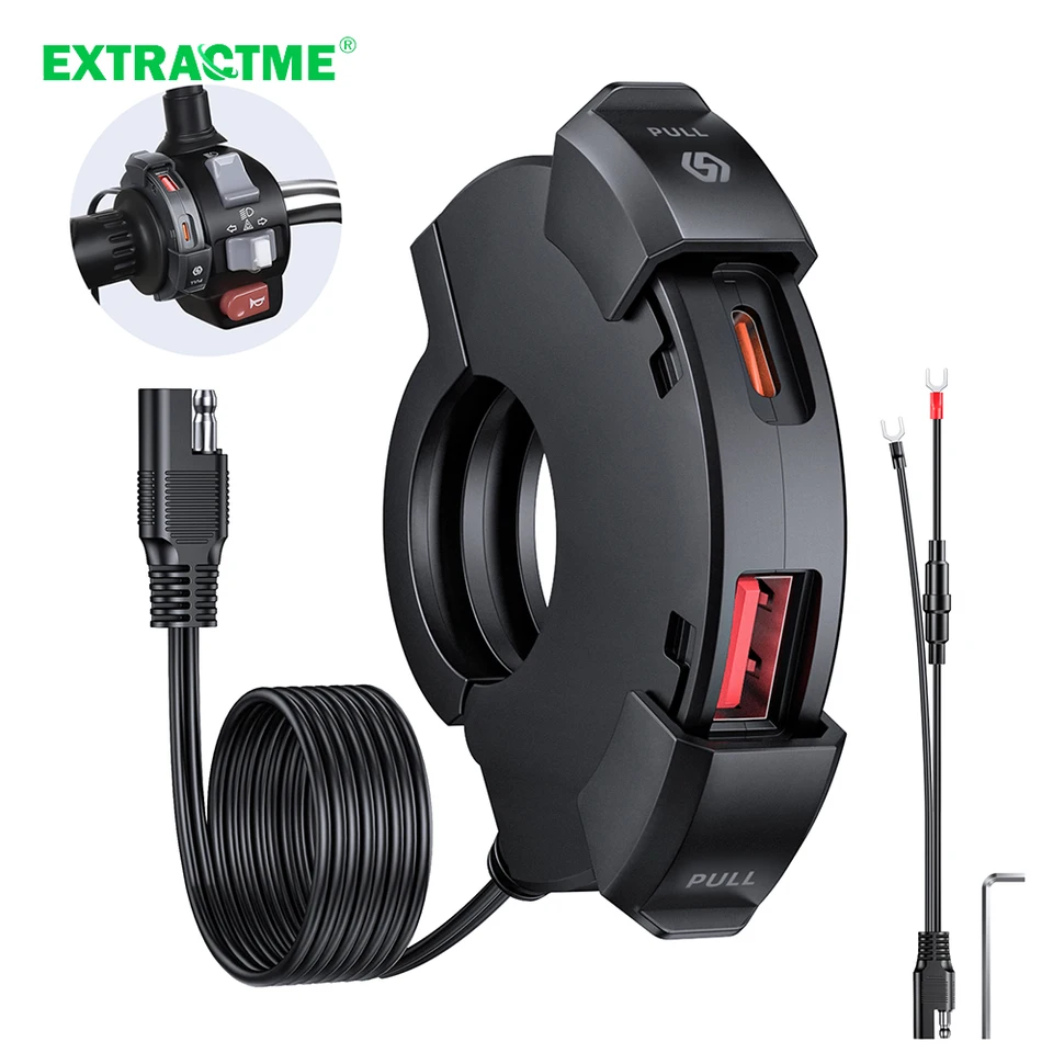 Extrakcia QC3.0 Motocykel USB nabíjačka 30W USB rýchla nabíjačka vodotesná nabíjačka riadidiel