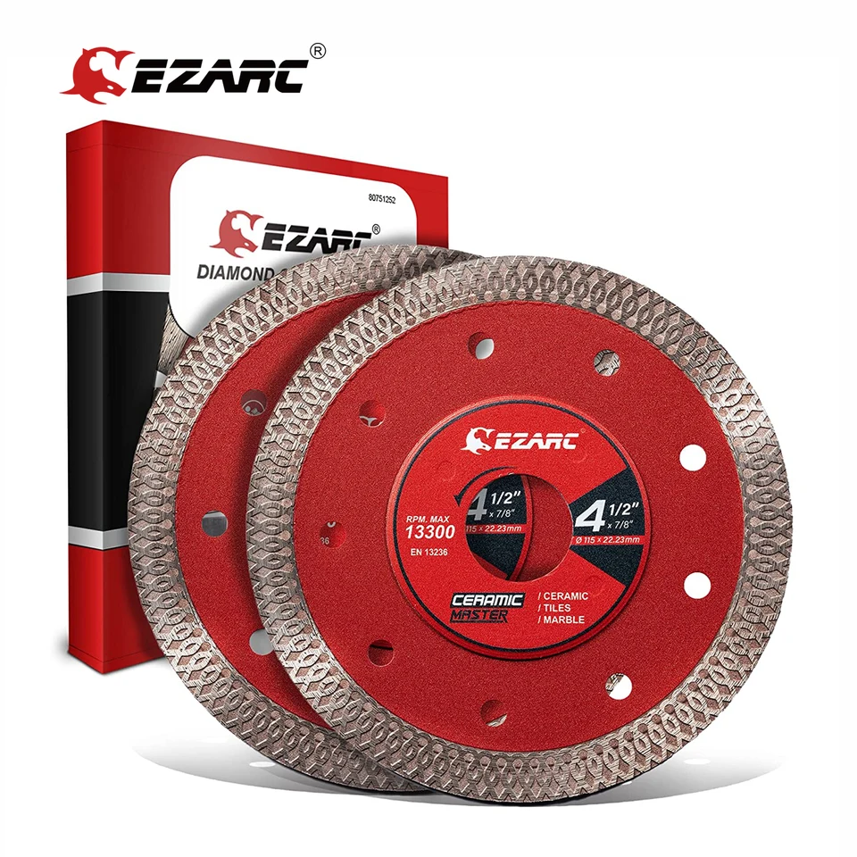 Ezarc 2ks 115 mm a 125 mm super tenké diamantové píly Blades Diamond Tile Blade na rezanie porcelánovej keramickej žulovej mramorovej dlaždice