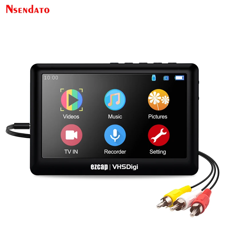 EZCAP180 AV Recorder Video Video Audio Capture Box Analóg k digitálnemu prevodníkovi pre videokameru HI8 VHS VCR DVD TF Card U Disk 4,3 palca