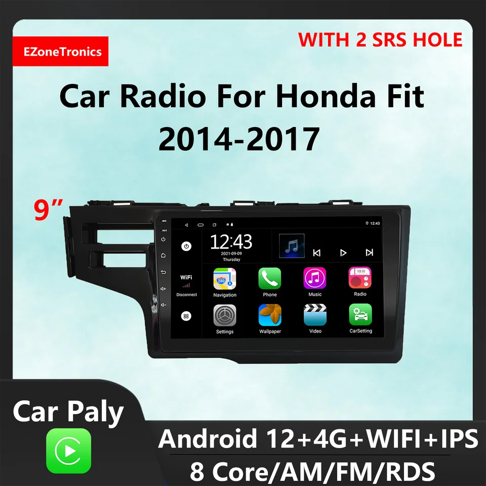 Ezonetronics CarPlay Android Auto Car Radio pre Honda Fit s 2 SRS Hole 2014-2017 Navigačný hráč automobilový zábavný systém