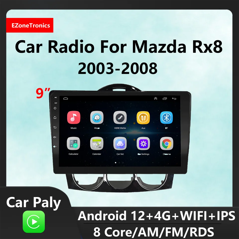 Ezonetronics CarPlay Android Auto Car Radio pre Mazda RX8 2003-2008 GPS Navigation Bluetooth Player Car Entertainment System Systém