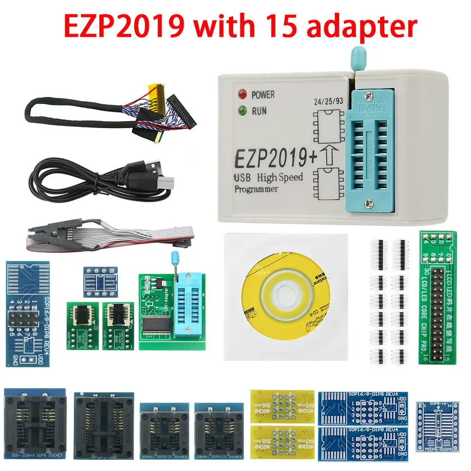 EZP2023 Vysokorýchlostný programátor USB SPI+12 Adaptéry Podpora 24 25 26 93 95 EEPROM 25 Flash BIOS čip lepšie ako EZP2019