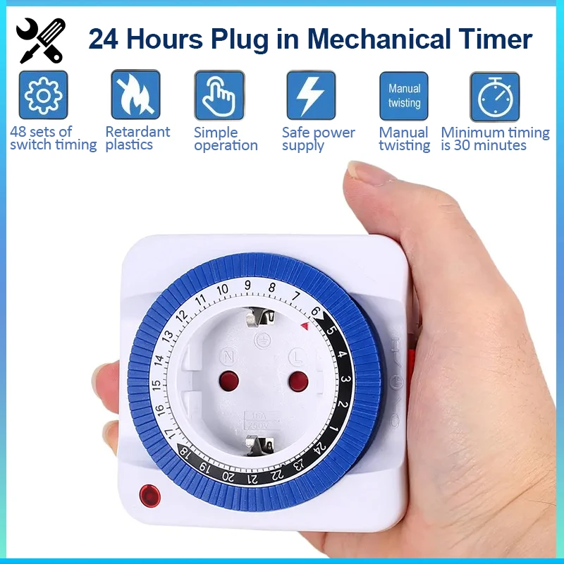 EÚ 24 hodín časovač časovača Prisp v mechanickom uzemnenom programovateľnom SMART Countdown Countdown SKUND SOCKET SOCKET INDOor