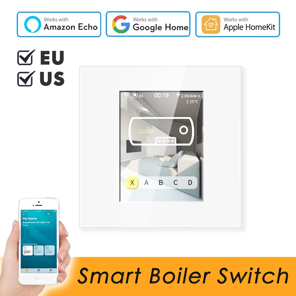 EÚ US LCD SMART WIFI WIFI Ohriepka s vodou prepínač 16A Práca s Apple Homekit Alexa Google Home Switch pre Smart Home 110V 220V
