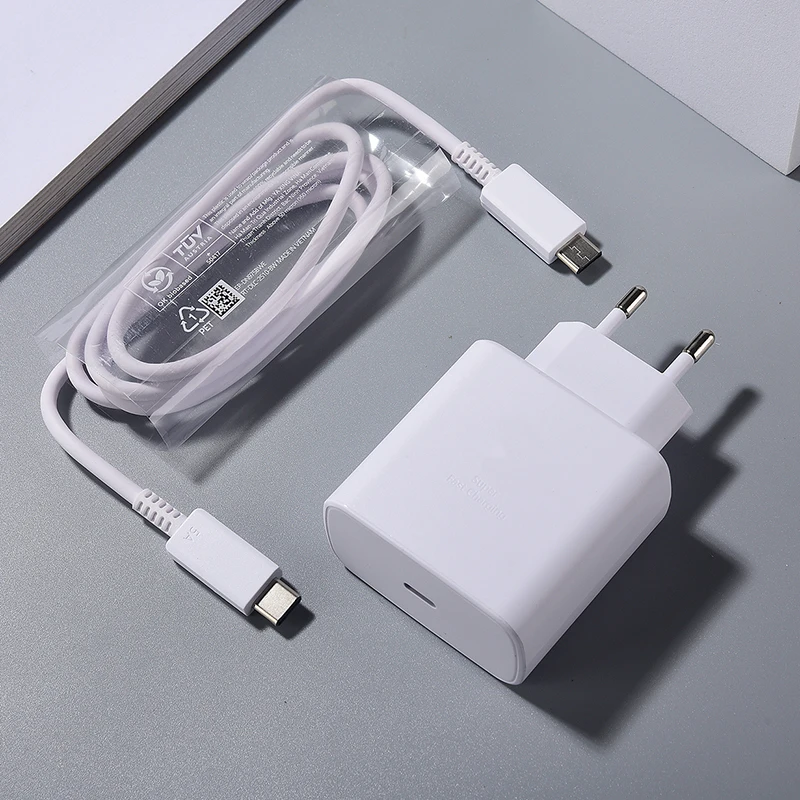 EÚ/US Samsung 45W nabíjačka Super rýchle náboj Typ C Typ C pre Galaxy S25 S24 S23 S22 S21 S20 Poznámka 20 Ultra Z Flip Fold 6 5 4 3