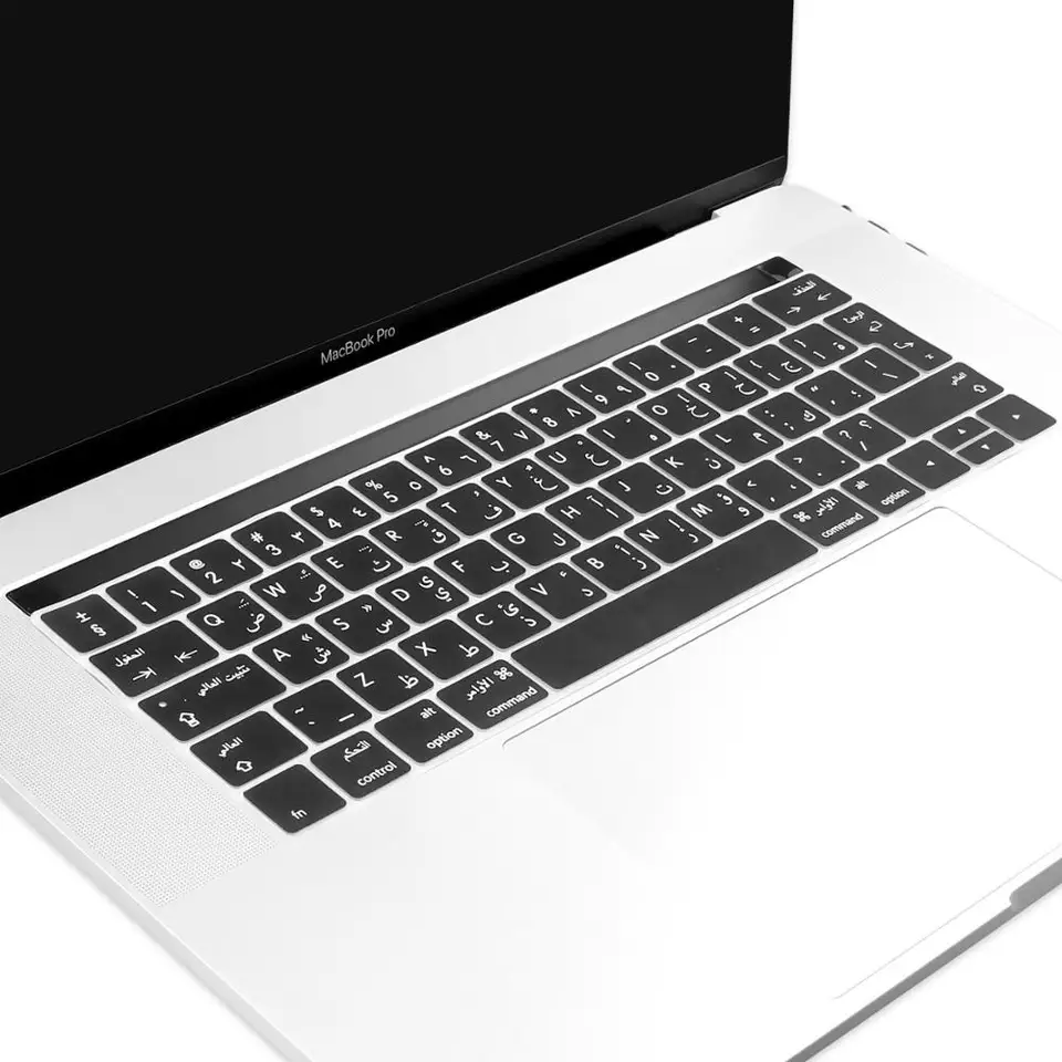 EÚ USA Vstúpte do arabskej ruskej francúzskej angličtiny pre MacBook Pro 13 15 Touch Bar 2019 Silikónová klávesnica Cover Sticker A2159 A1989 A1707