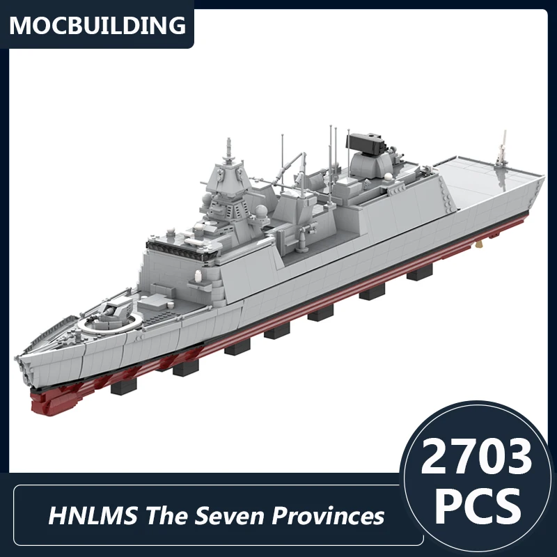 F 802 HNLMS Sedem provincií Loď 1: 144 v mierke Air Defense & Command Fregates Model MOC Building Blocks Zhromaždené tehly hračky