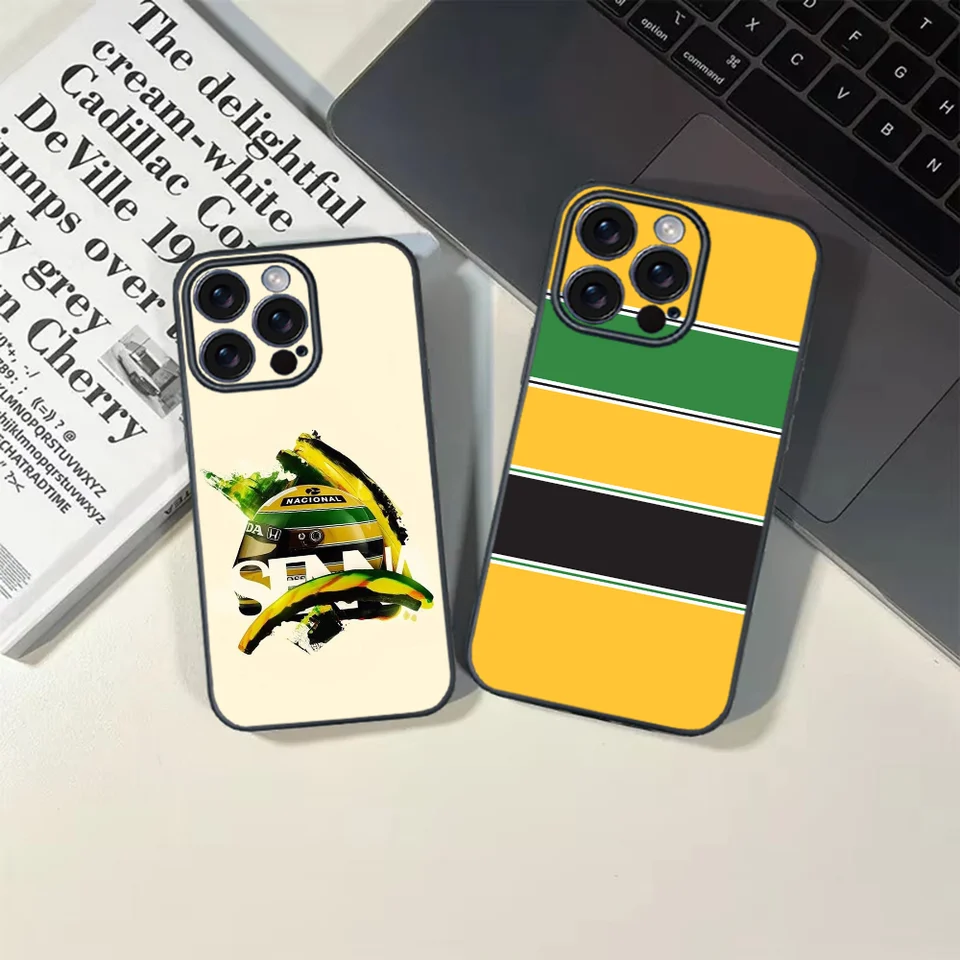 F1 Ayrton Tacing Driver Pase pre iPhone 16 15 14 13 12 11 Pro Max Plus Mini TPU Soft to Case Friendly Case