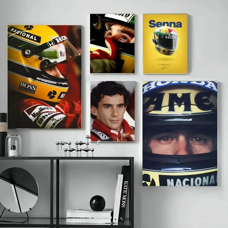F1 Ayrton Tacing Driver Senna Plagát Obývacia izba Spálňa Vstupný kaviareň nástenné umenie dekorácie plátno maľba