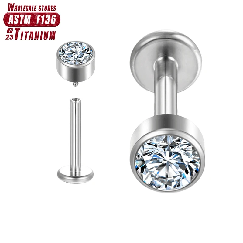 F136 Titanium A Zirkónka pery chrupavka špirála Piercings Lobe Ear Tragus Stud zirkon septum klikanie tela šperky a muži darček