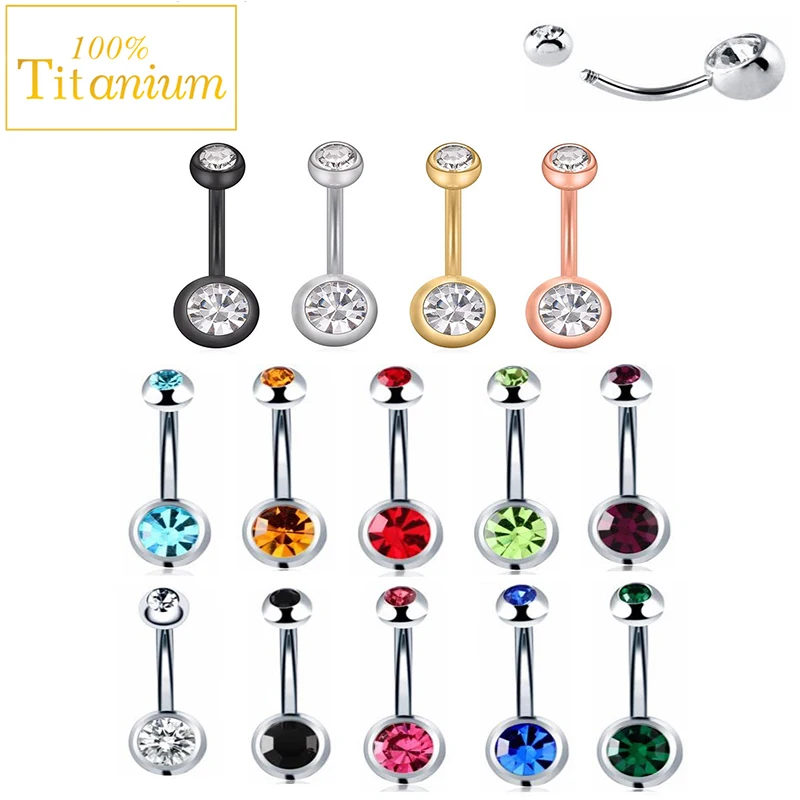 F136 Titánový piercing Navel Krystal Crystal Belly Button Rings Ombligo Ball Nombril Sexy Body Šperky pre ženy 6/8/10/11/11/111 mm