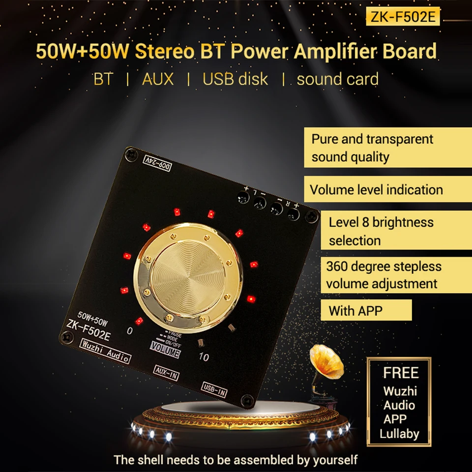 F152/F302/F502H/F802 Indikátor chladného objemového indikátora Bluetooth Audio Power Board Modul TPA3116D2 Stereo 50W+50W AUX USB-C vstup