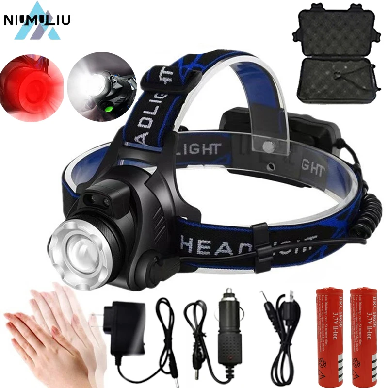 F2 rybárske kempingy LED svetlomet LEETLATOVANIE ČERVENÉ/BIELE Svetlo Zoom LED 3 Mody REZILOBA RILLAGE RAZ ROZHODNUTIE TORCH ČÍTANIA TORCH