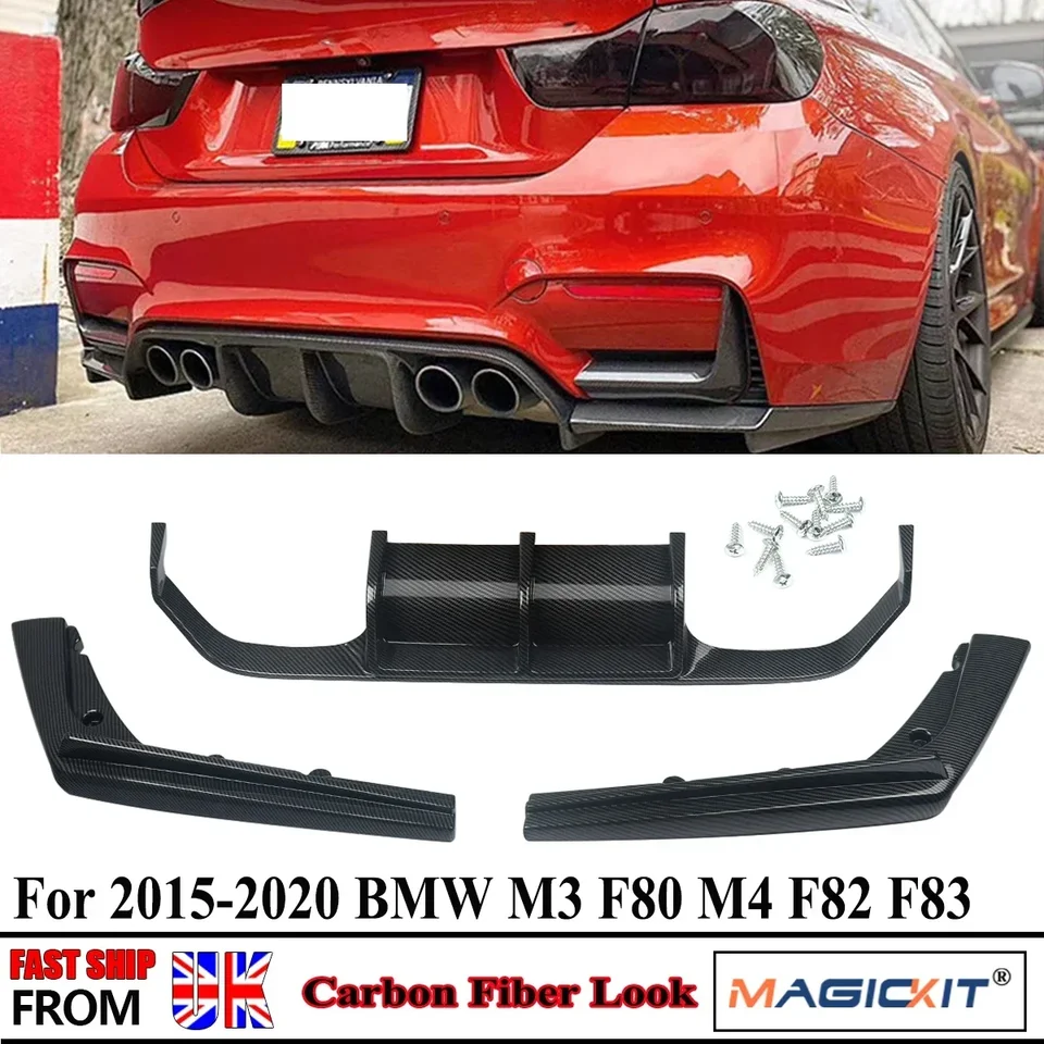 F80 Automobil zadný nárazník difúzora SPOILER SPOILER LEP SPLITTER Zadný nárazník Ochranta LIP pre BMW F80 M3 F82 M4 2015-2020 Uhlíkové vlákno