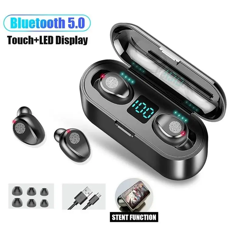 F9 Gaming Bluetooth slúchadlá redukcie hluku bezdrôtovo v uchu Vysoko výkonný športový vodotesný beh dlhá vytrvalostná slúchadlá