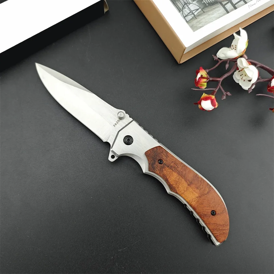 FA20 Tlash Tanto Outdoor Skladací nôž 5CR13MOV BLADE 420 Oceľový vykladaný s farebným dreveným rukoväť