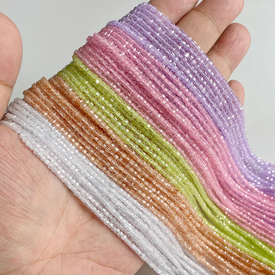 Facetované malé zirkónové štvorcové korálky 2,5 x 2,5 mm Prírodná zirkónia kamenná kocky korálky pre náramky na náramok