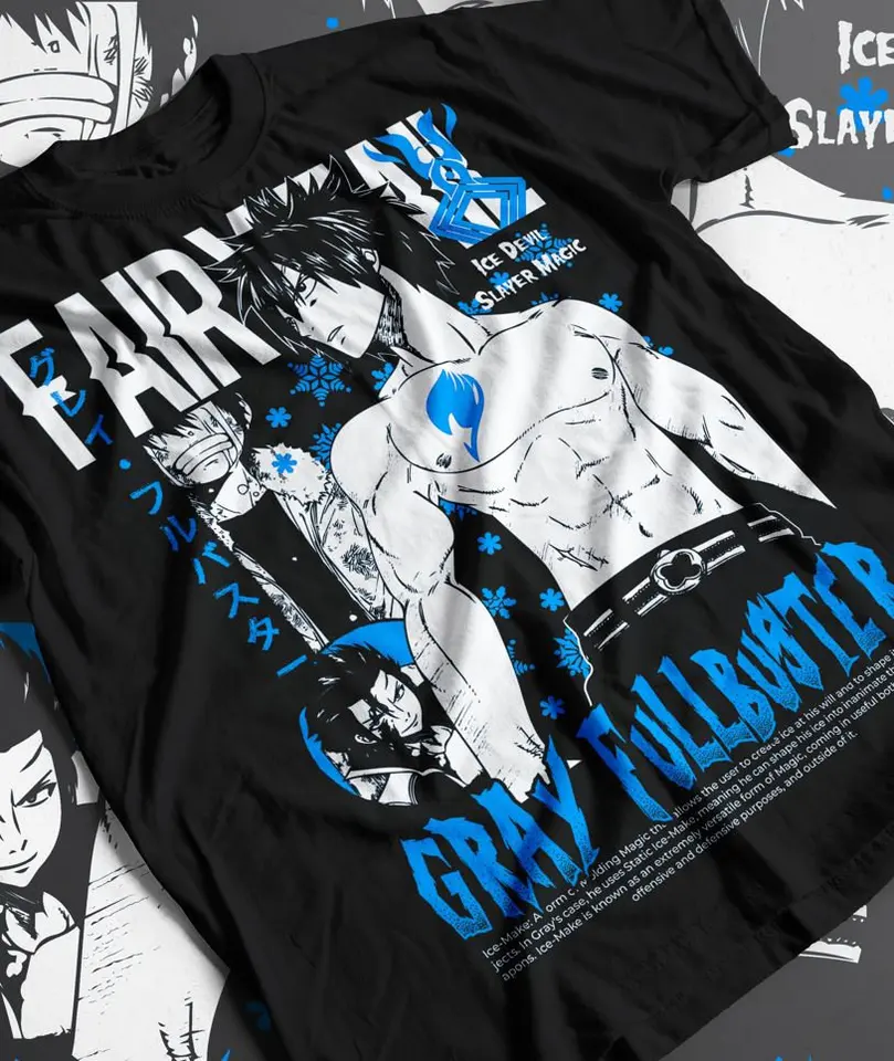 Fairy Tail Natsu Dragneel košeľa šedá fullbuster gajeel