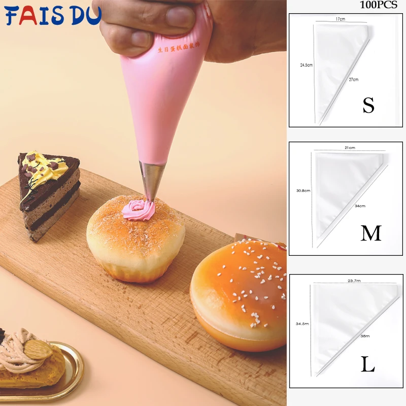 Fais du 100 ks jednorazové pečivo vrecká cukrovinky Popočnávacie tašky Cupcake Fondant Cake Deskoting Tools Bakeware