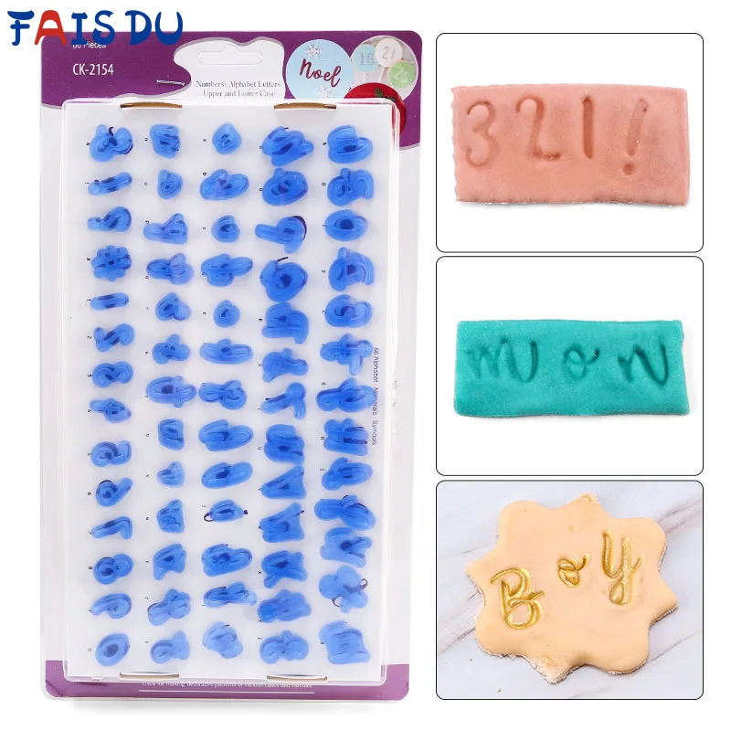 Fais du Cookie Cutters Press Stamp Tools Tools Číslo DIY pečivo silikónová hlinená pečiatka dojem relifser set kuchynské doplnky