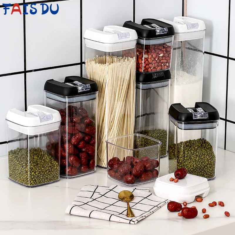 Fais du Food Storage Jars s vekom kuchynský nádoba Kuchynský organizátor stohovateľné vlhkosť odolné voči vlhkosti kuchynské doplnky