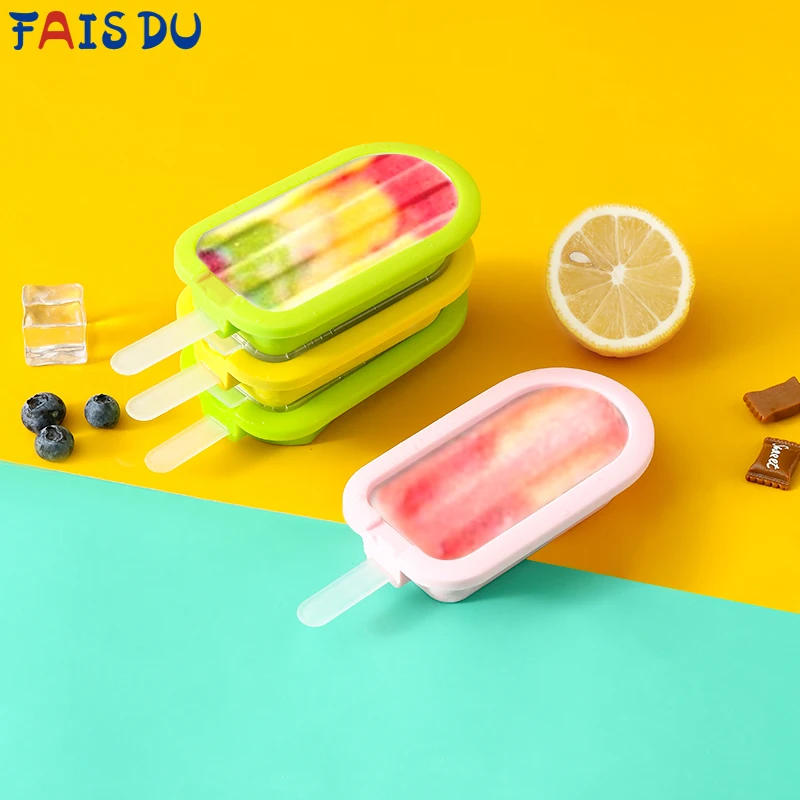Fais du stohovateľná zmrzlina Opätovne použiteľná silikónová zmrzlinová forma DIY Dessert Ice Cream Form s tyčinkou viacfarebný silikón