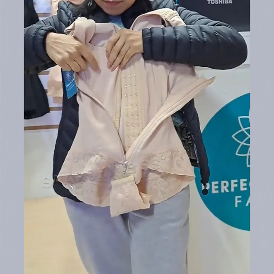 Fajas Dámsky kompresný pás Compresia Compression Shaper Zlimovanie zadku Otvorené poprsie čipky Korzetový bruško ovládanie Shapewear