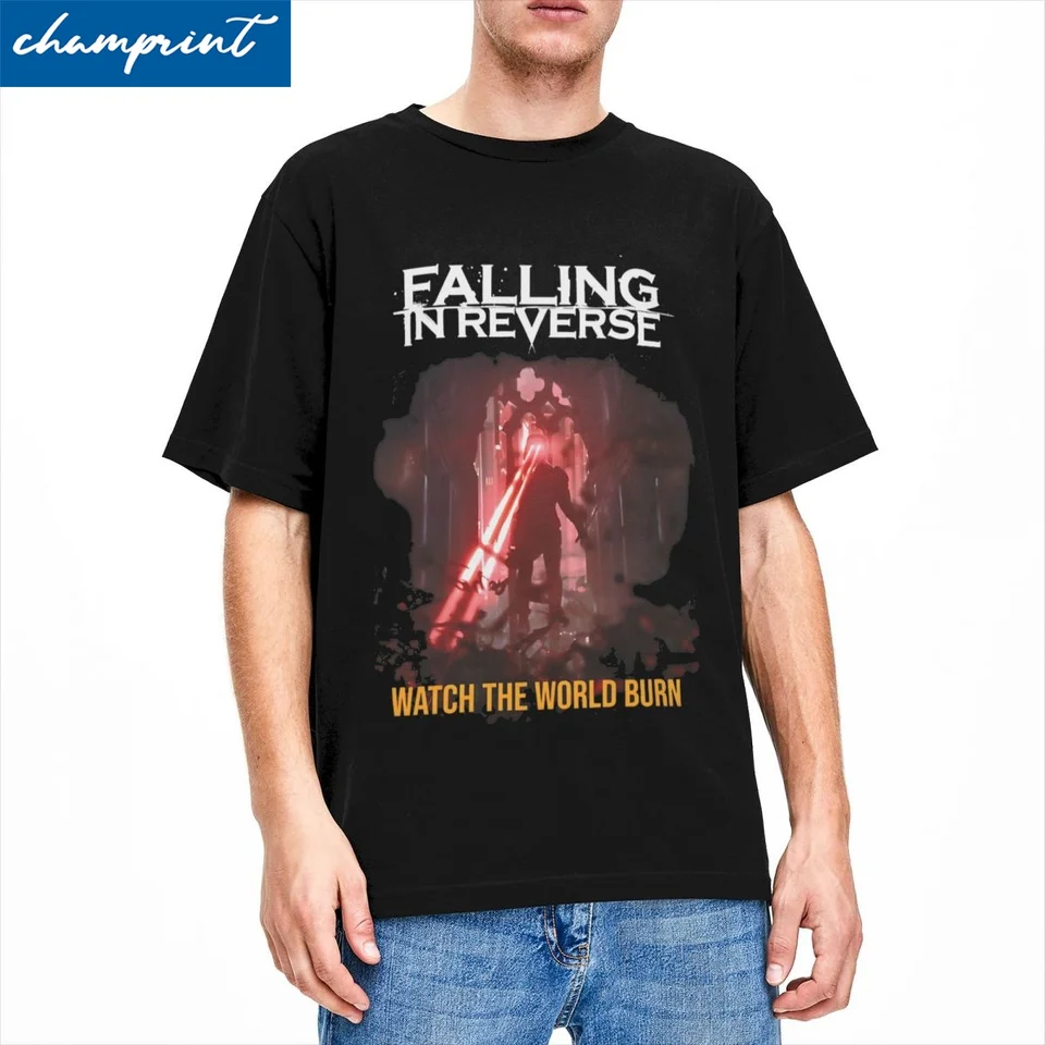 Falling In Reverz Watch The World Men Dámske tričká Rock Hudba Funny tričko tričko s krátkym rukávom Tričko Cotton Plus