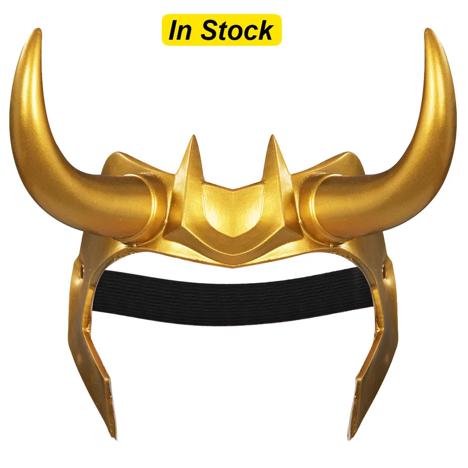 Fancy Loki Horns Mask pre mužov film Super darebák Cosplay kostýmové doplnky Zlatá latexová prilba Muž žena fantasy rekvity darčeky