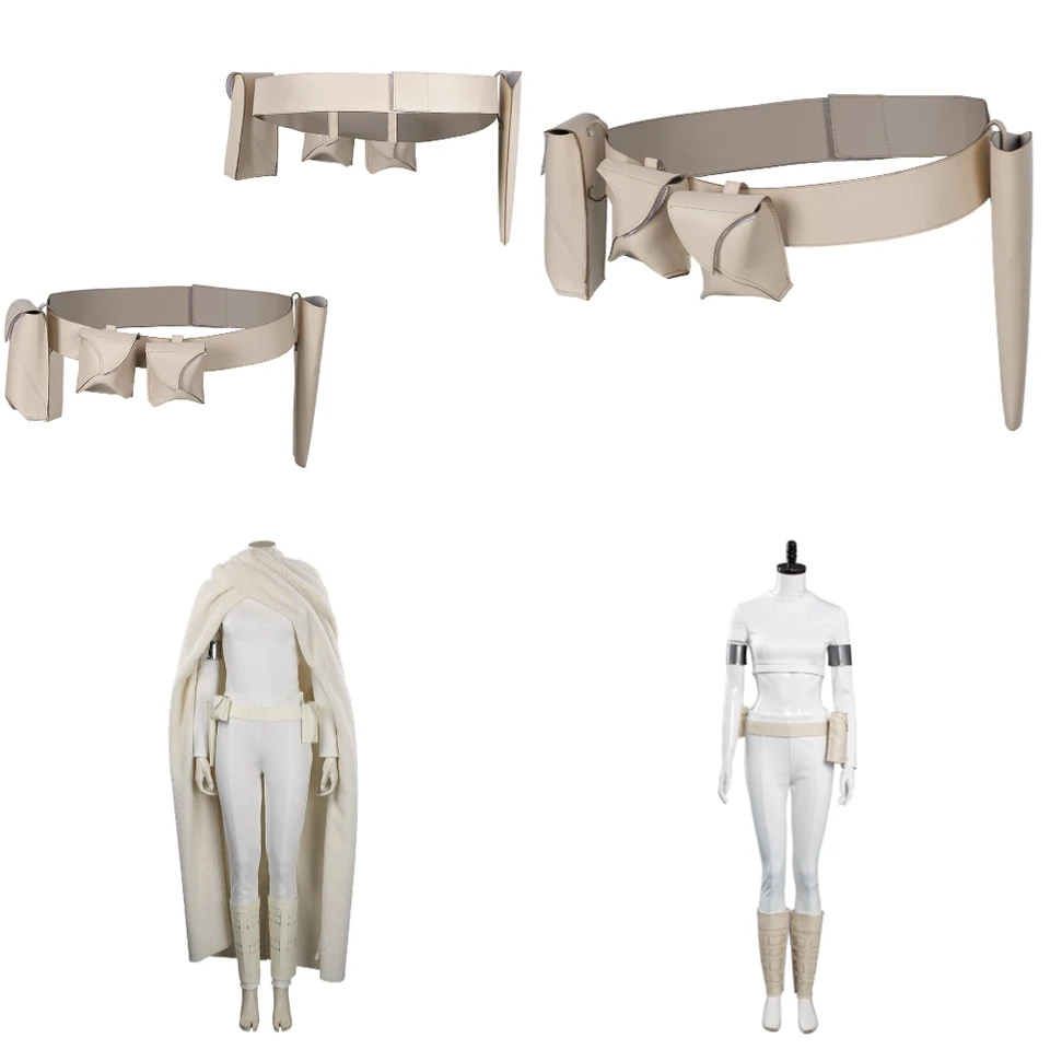 Fantasia Waistbag Padme Cos Amidala Cosplay Battle Suit Cloak Film Space Battle Battle Masguise Ženy Halloween Karneval Party