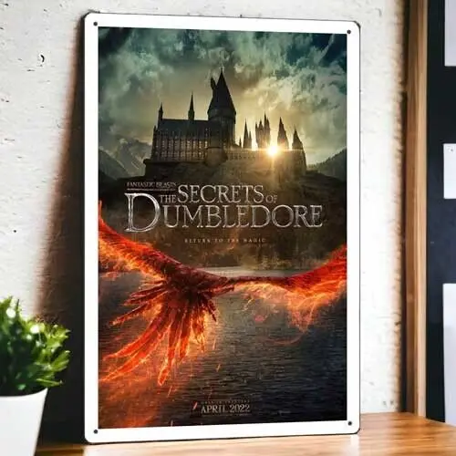 Fantastické zvieratá tajomstvá Dumbledora 2022 Kovový filmový plagát cínový znak 8x12