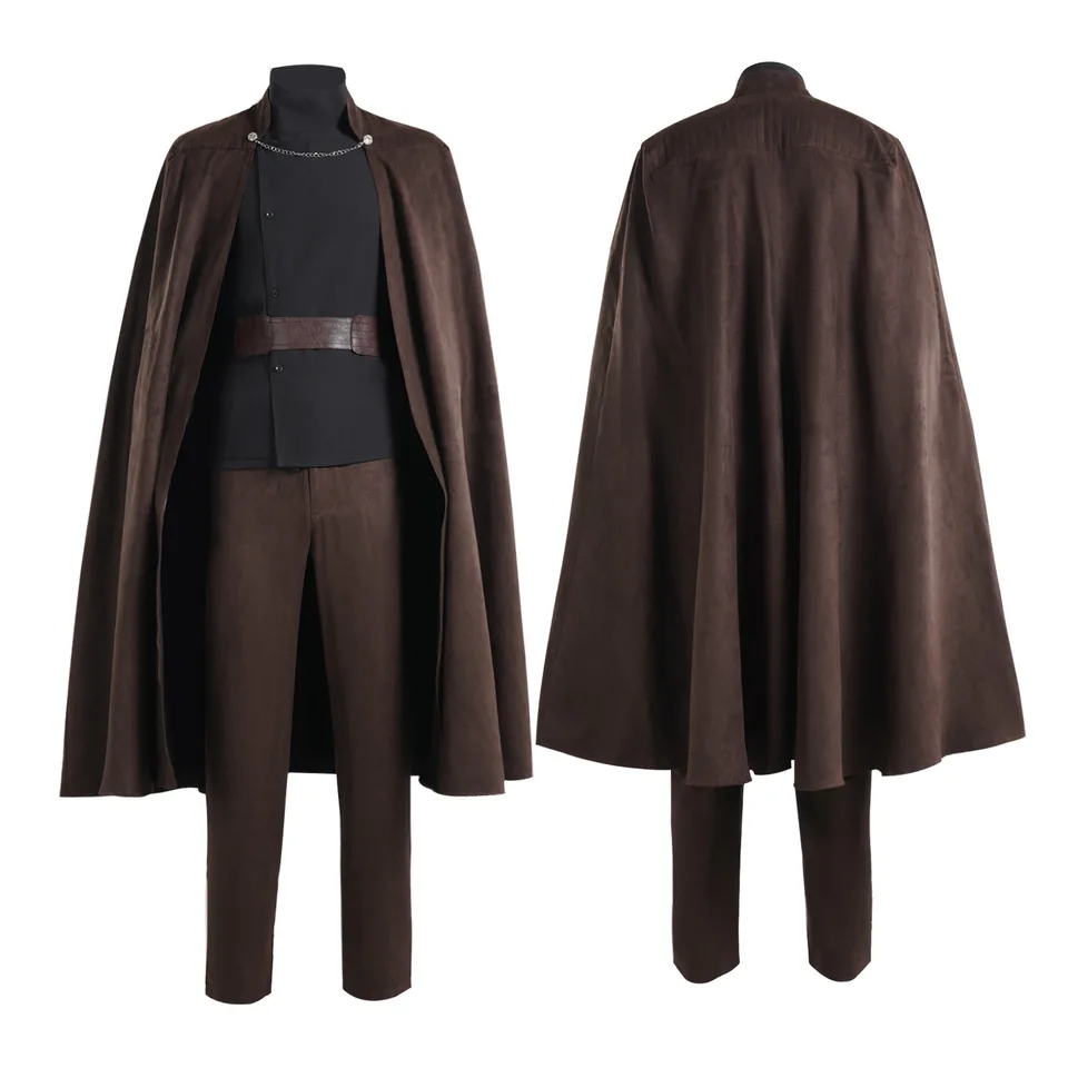 Fantasy gróf cosplay dooku kostým hnedý uniformný oblek Halloween Carnival Party Outfits