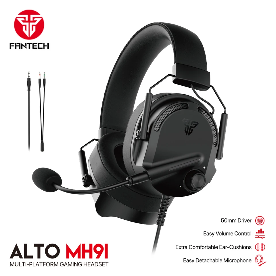 Fantech MH91 káblové herné headset s 3,5 mm plug 50 mm vodičmi priestorový zvuk HD mikrofón pre slúchadlá pre laptop PS5 PS5 Xbox PC