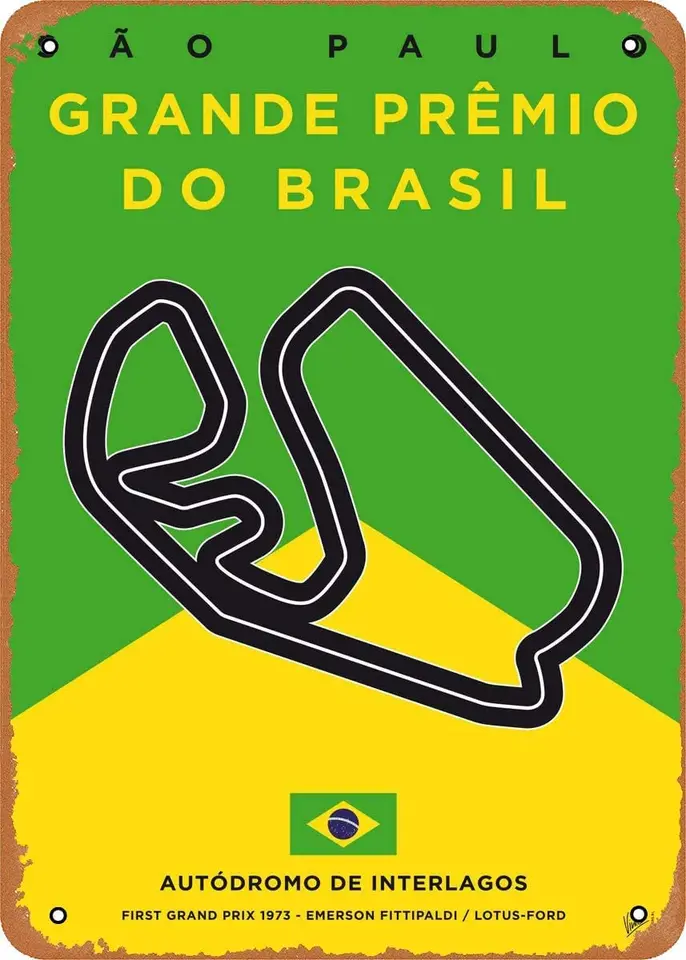 Fanzi Vintage Look Metal Sign - My F1 Racetrack Plagáty My F1 Interlagos Track - 8 