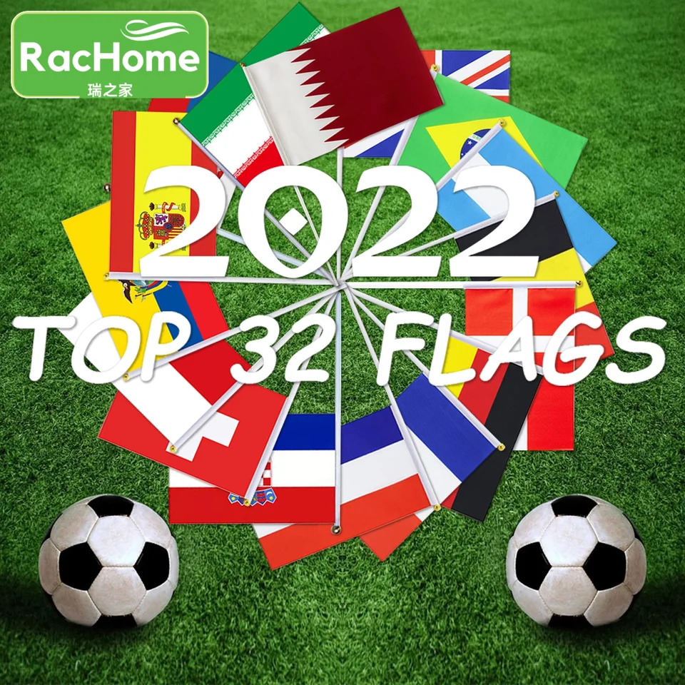 Fanúšikovia futbalového klubu Ručná vlajka s pólom 14x21cm futbalových fanúšikov Stick Flag Mini ručné vlajky World Country Reprezentatívne vlajky