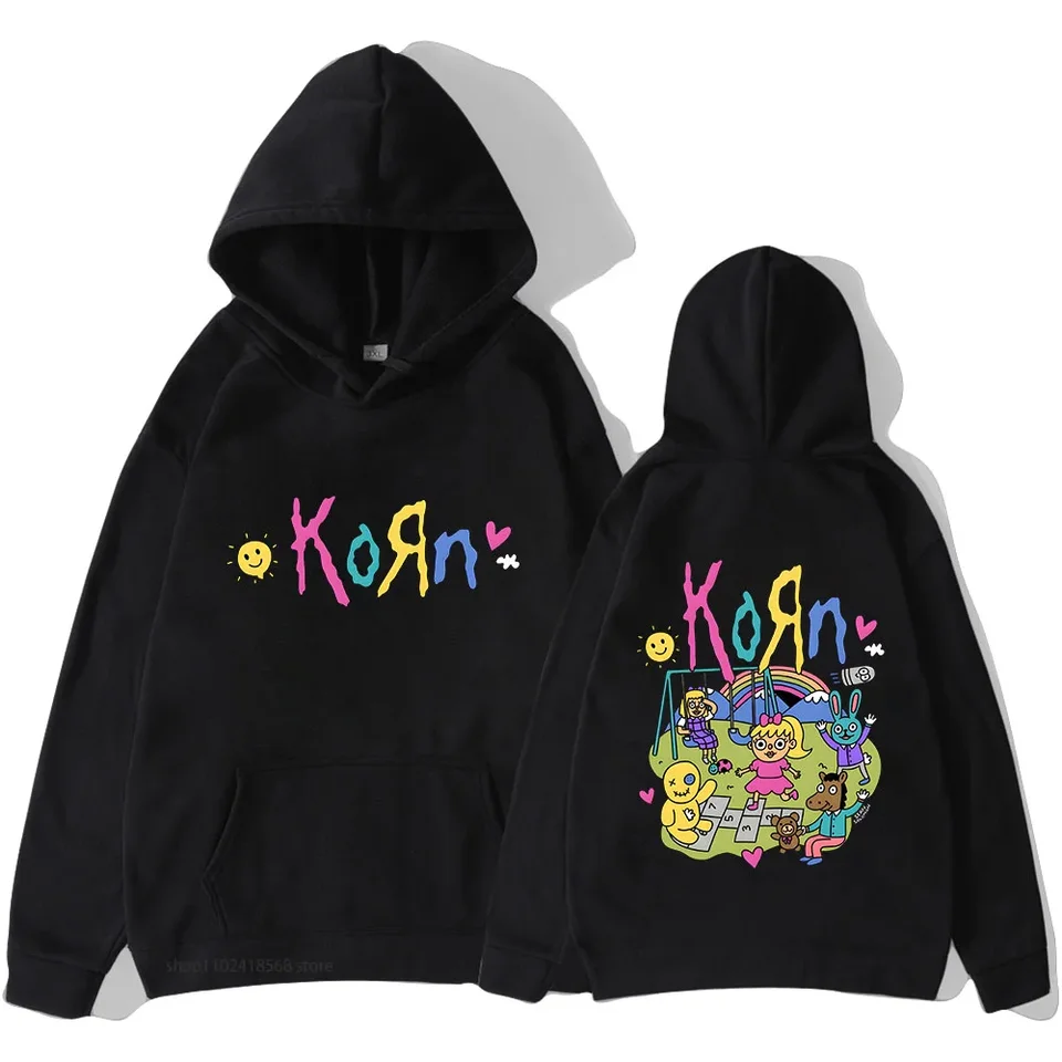 Fanúšikovia Korn Band Printing Hoodies Mens Cartoon Grafické mikiny neformálne s kapucňou Top Moletom Masculino s dlhým rukávom mužské pulóvety s dlhým rukávom