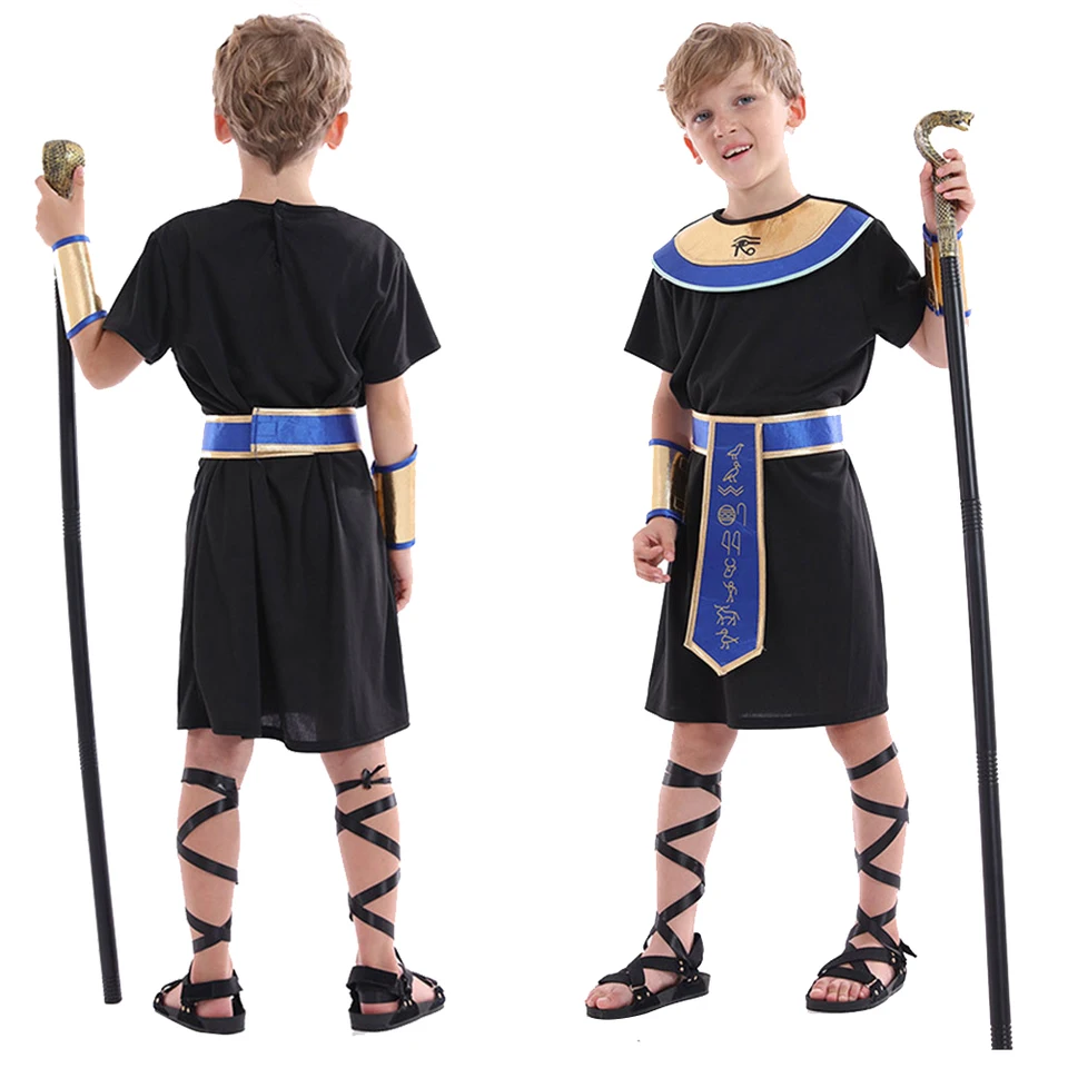 Faraón Kid Kid Kosto cosplay egyptský kostým Boys Performance Stage Fancy Dress Outfits Halloween Carnival Party Masguise Suit