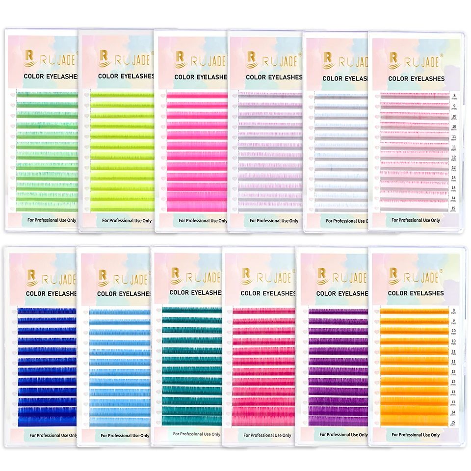 Farba jednotlivých mihalníkov predlžovanie fialovej modrej ružovej chrípkovej farby Gradient False riasy farebné faux Mink riasy make -up cilio