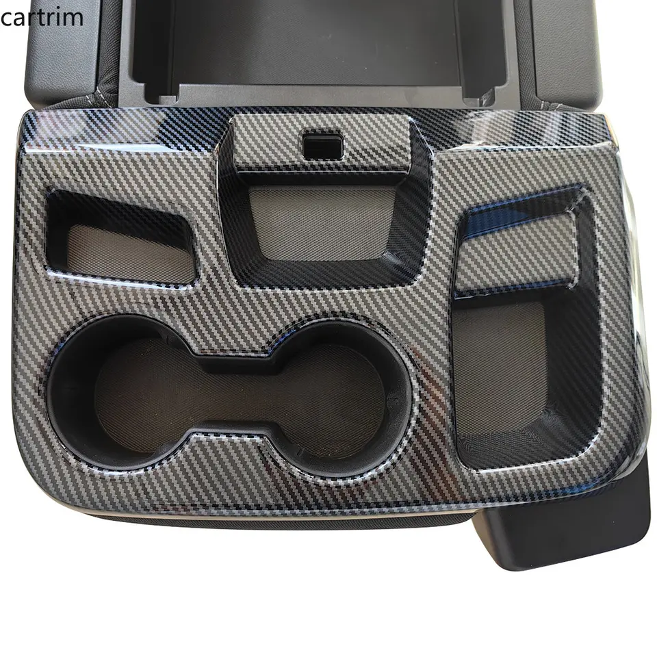 Farba uhlíkových vlákien Farba predného pohára držiaka Conter Cover Cover Storage Box Tink pre Chevy Silverado/GMC Sierra 1500 2500HD 3500HD 2019-2023