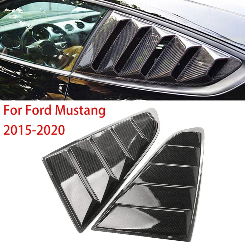 Farba uhlíkových vlákien Zadná bočná bočná vetracia štvrtina okenného krupice Kryt obkladov pre Ford Mustang 2015+