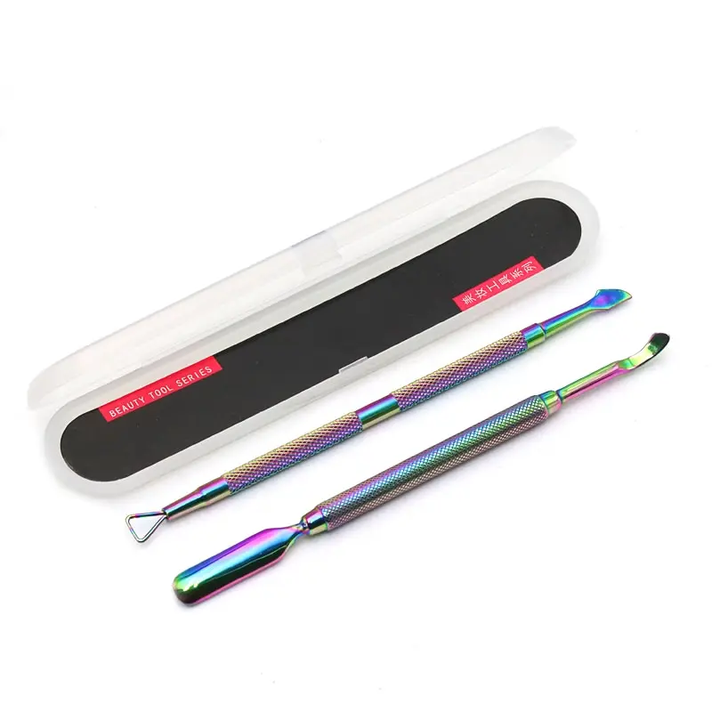 Farba z nehrdzavejúcej ocele na nechty Kutiva Dvojitá koncová prst odumretá pokožka Zatlačte pedikúru odumretý odstraňovač pokožky UV Gel Gel Tools