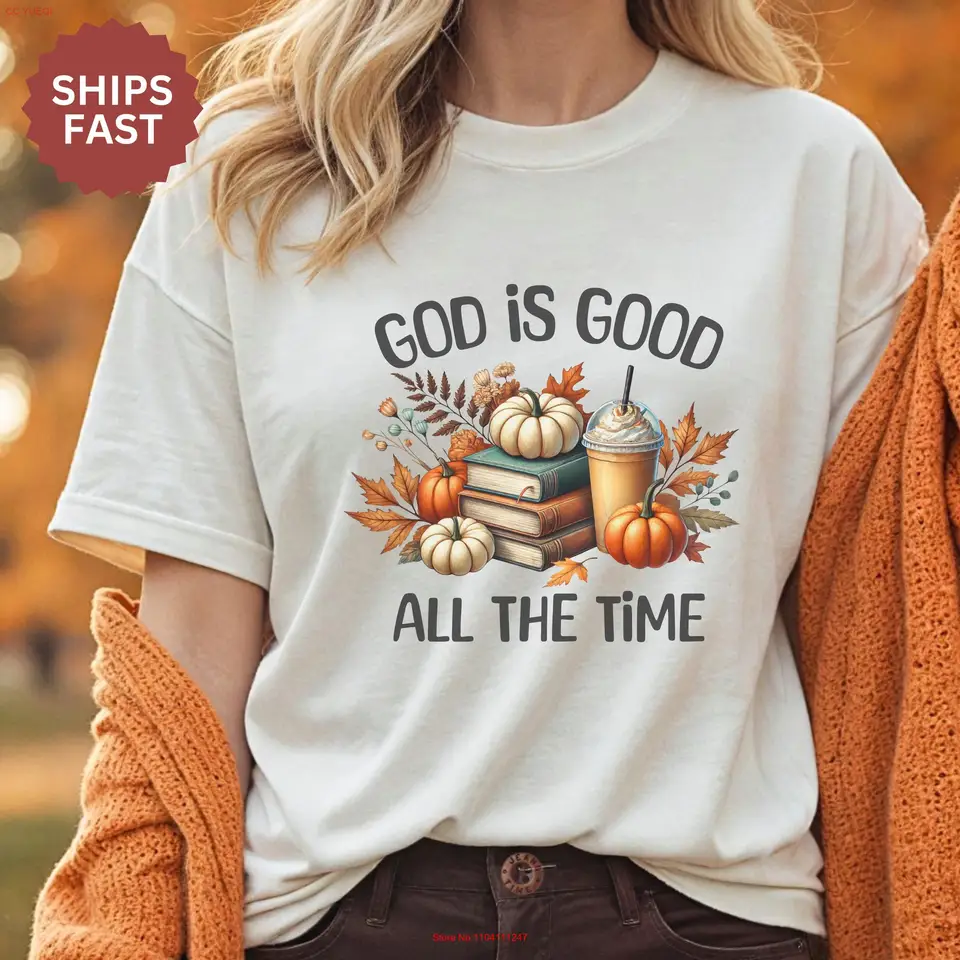 Farby pohodlia Boh je dobré náboženské tričko kresťanský Ježiš Apparel Biblia Verš padá dlhá alebo krátke rukávy