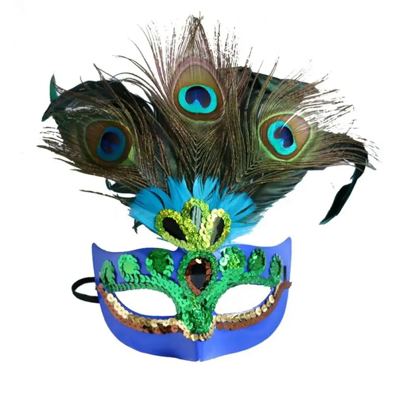 Farebná maska ​​žena luxusný páv perie napoly tvár Maska Karneval maskovanie cosplay maska ​​Halloween Party dekorácie